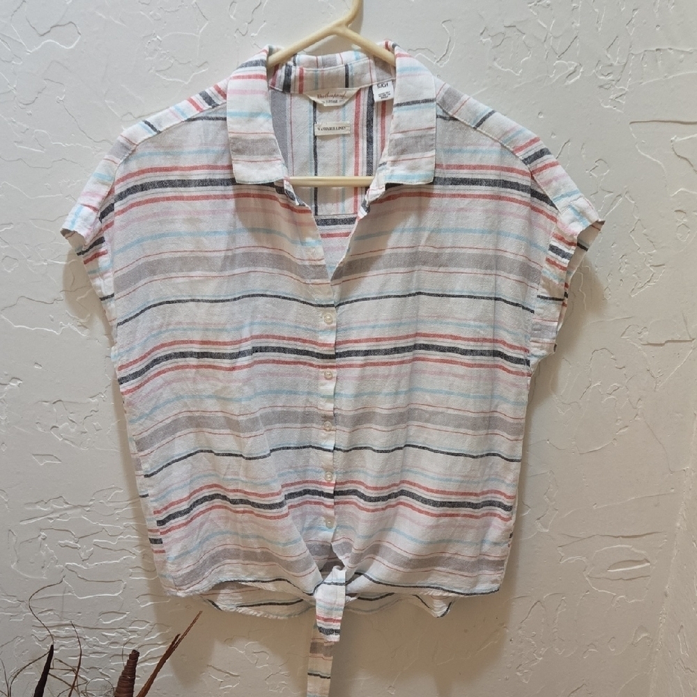 3/$10 Weatherproof Vintage Striped Linen Shirt